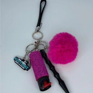 Bling Rhinestone Defense Keychain Set